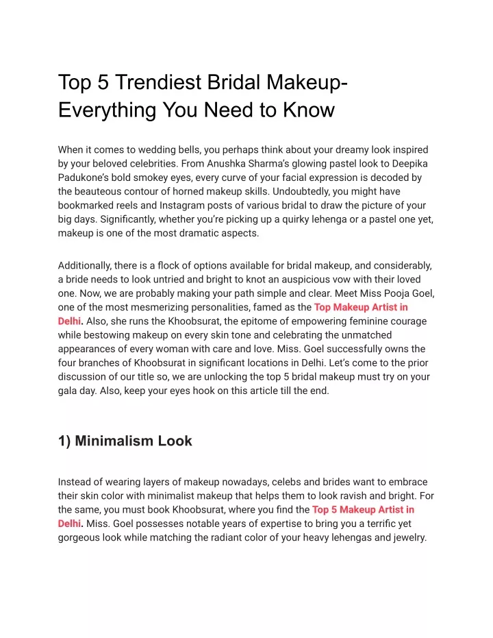 top 5 trendiest bridal makeup everything you need