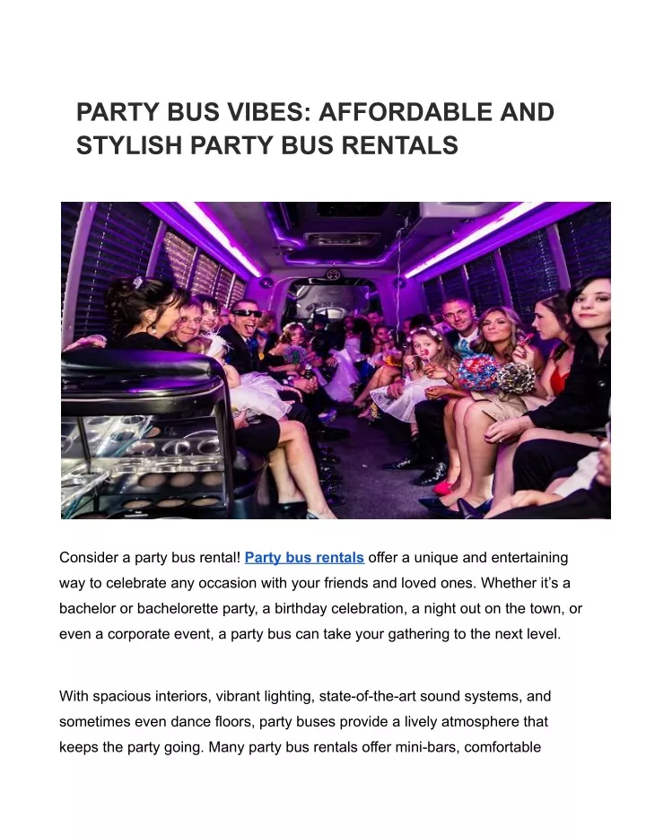 party bus vibes affordable and stylish party