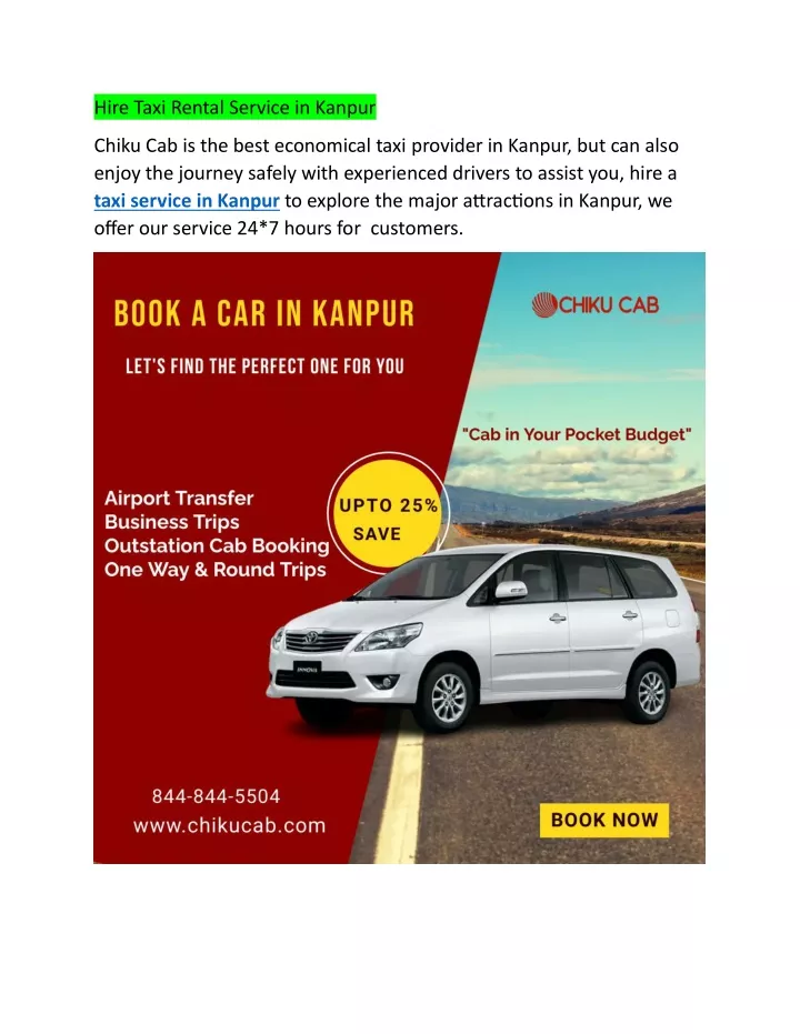 hire taxi rental service in kanpur