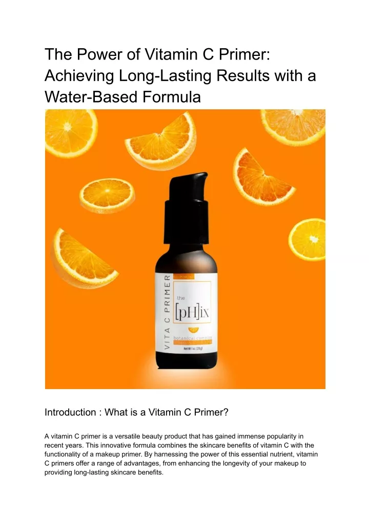 the power of vitamin c primer achieving long