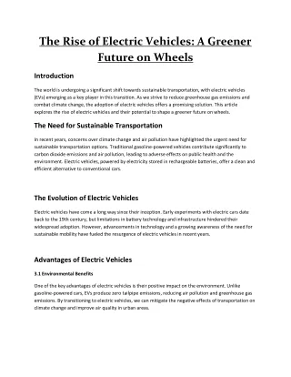 The Rise of Electric Vehicles: A Greener Future on Wheels