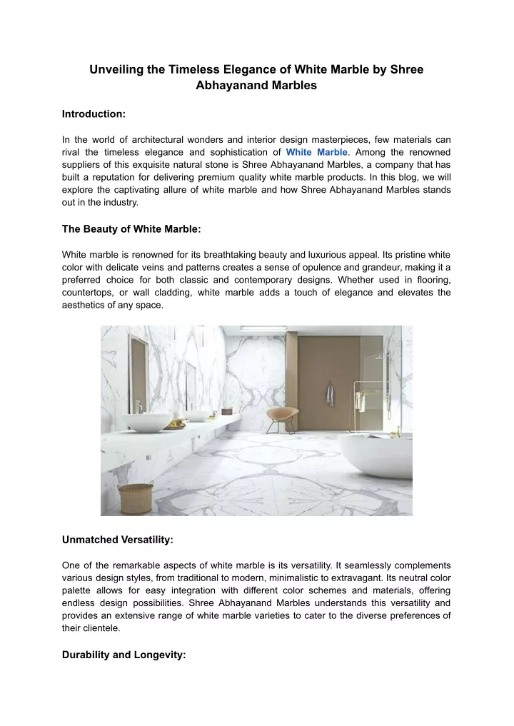 unveiling the timeless elegance of white marble