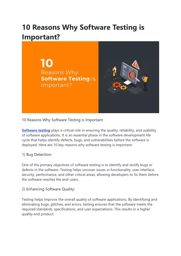 10 reasons why software testing is important