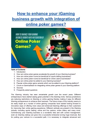 How to enhance your iGaming business growth with integration of online Poker games_