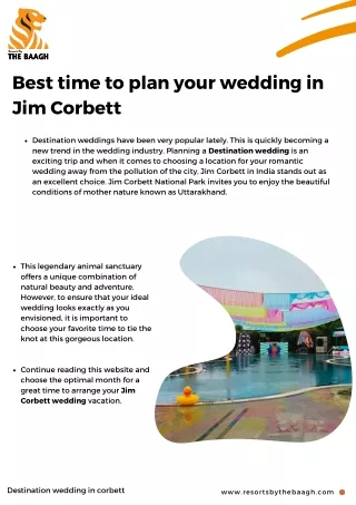 Best time to plan your wedding in Jim Corbett