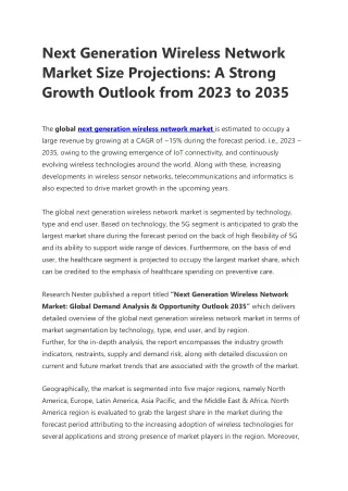 next generation wireless network market size