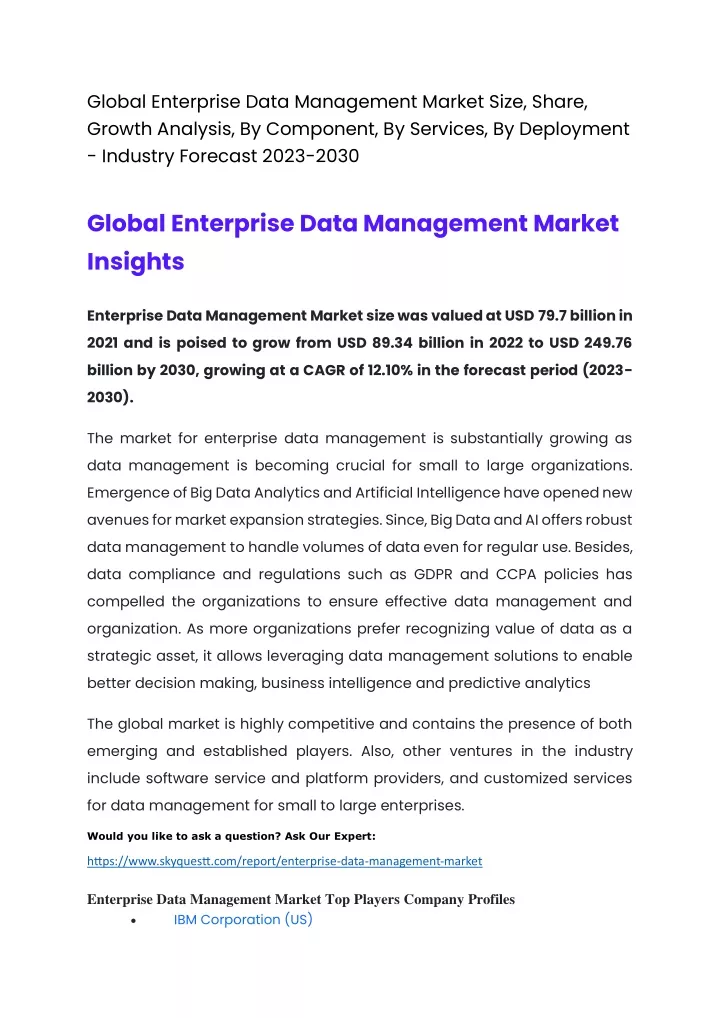 global enterprise data management market size