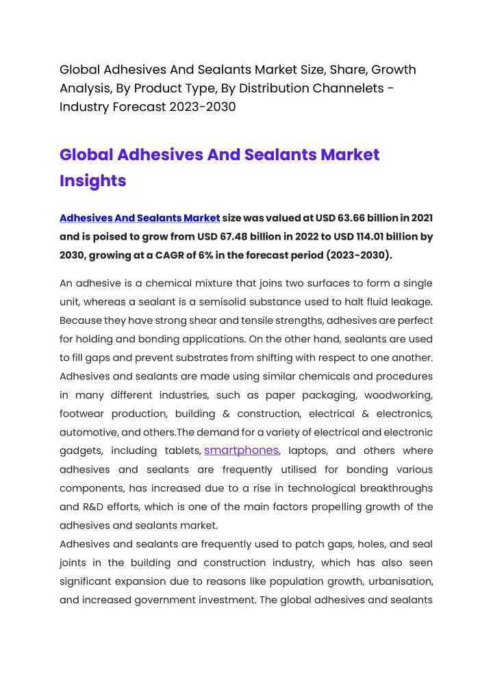 global adhesives and sealants market size share