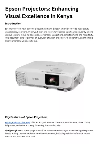 Epson Projectors Enhancing Visual Excellence in Kenya
