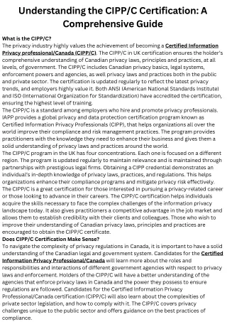 Understanding the CIPPC Certification A Comprehensive Guide