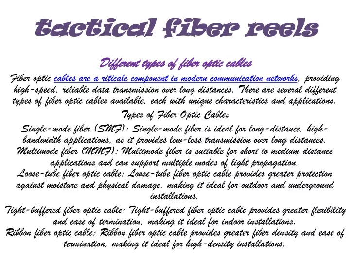 tactical fiber reels