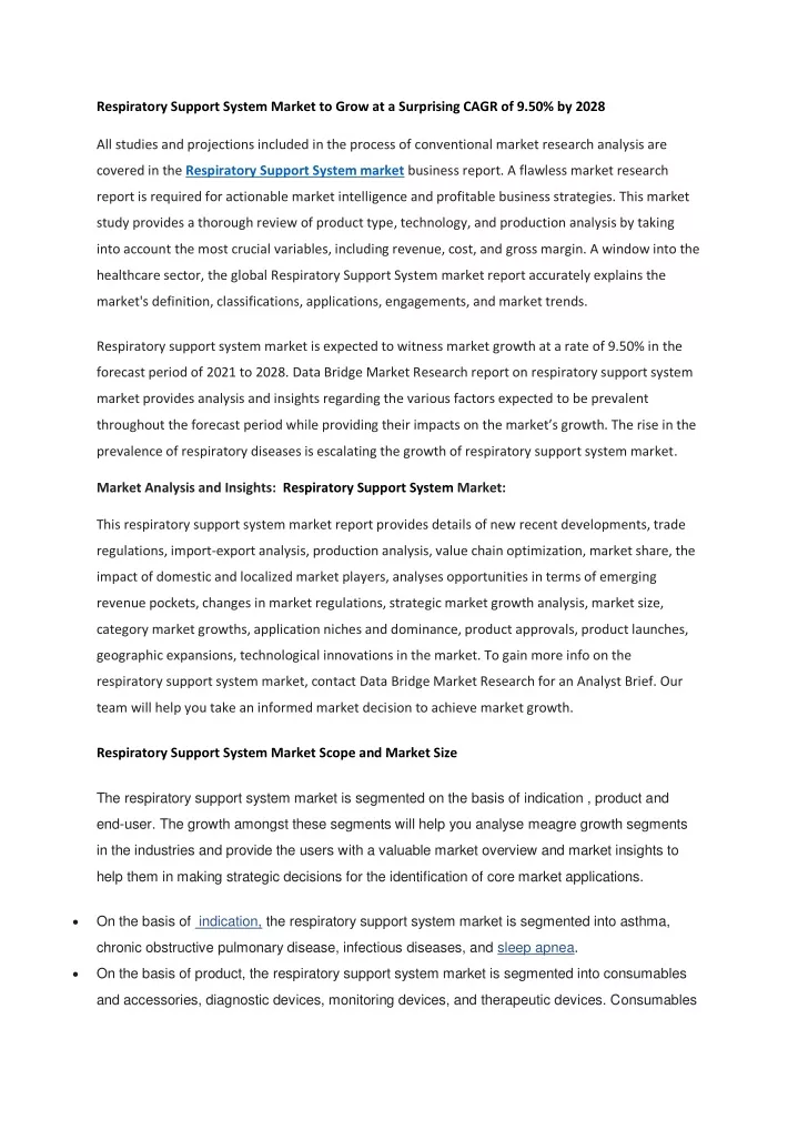 respiratory support system market to grow