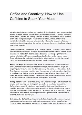 Coffee and Creativity_ How to Use Caffeine to Spark Your Muse