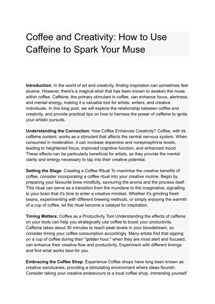 coffee and creativity how to use caffeine