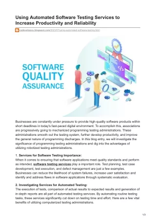 Using Automated Software Testing Services to Increase Productivity and Reliability