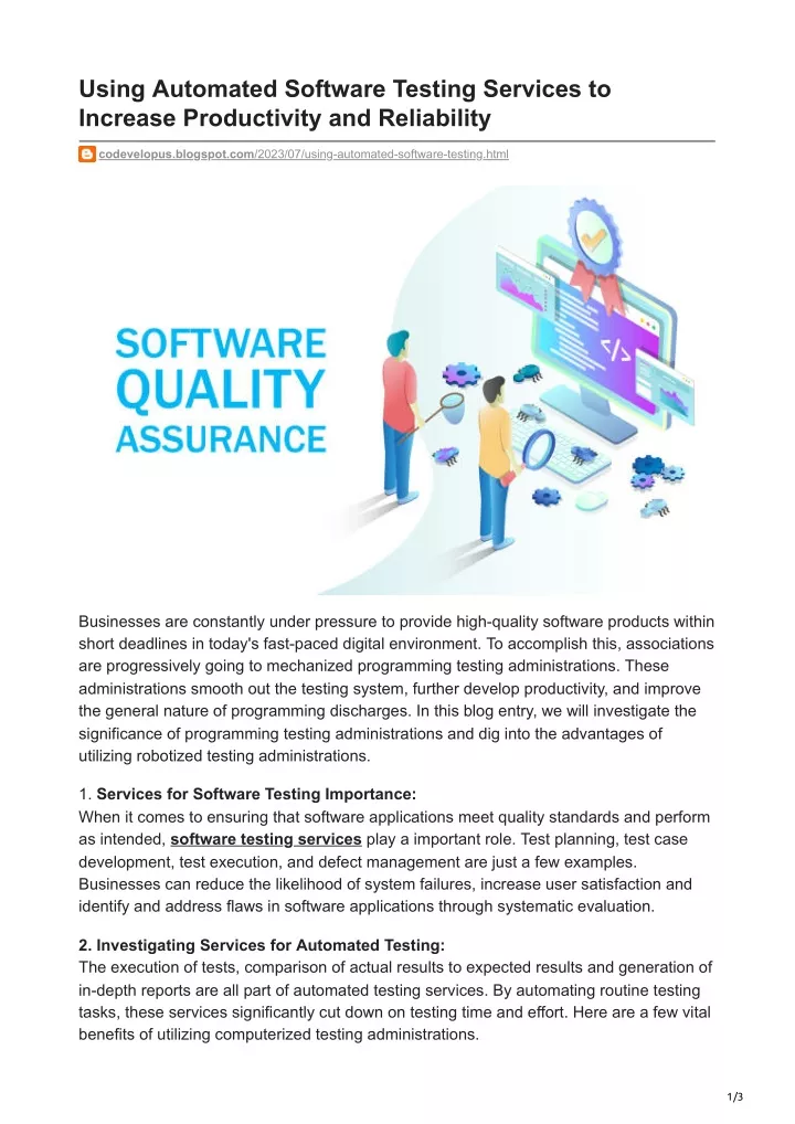 using automated software testing services