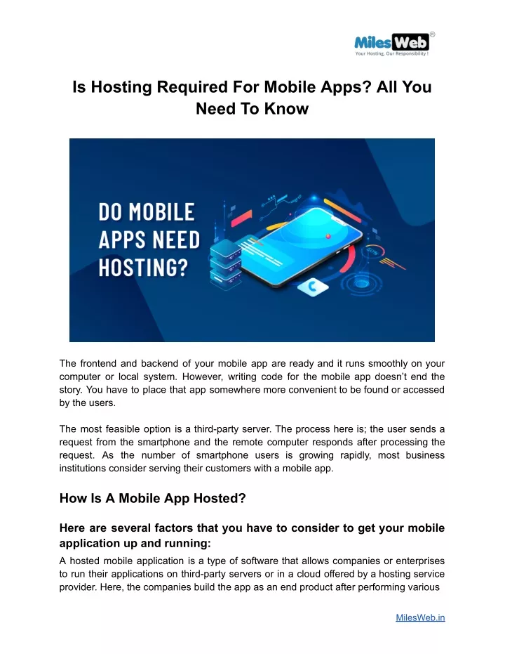 is hosting required for mobile apps all you need