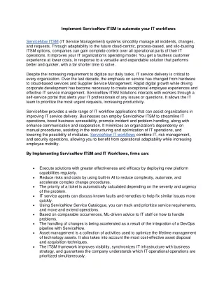 implement servicenow itsm to automate your