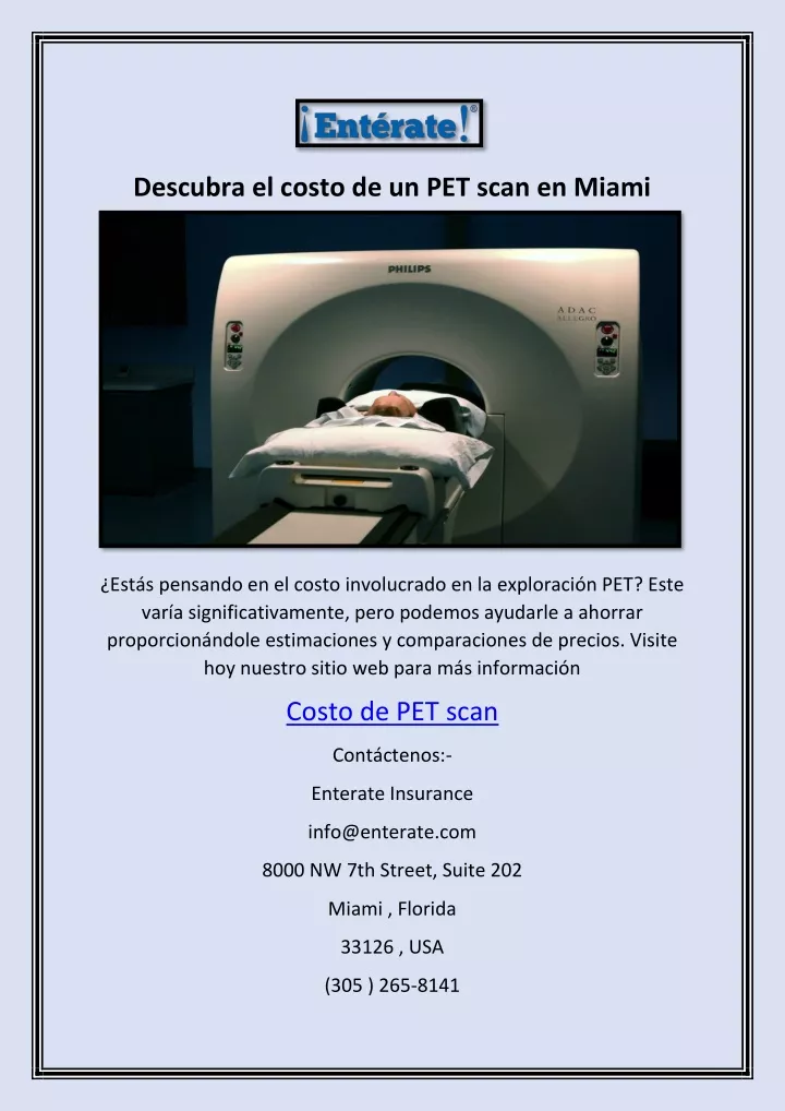 descubra el costo de un pet scan en miami