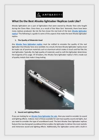 what do the best ahsoka lightsaber replicas look
