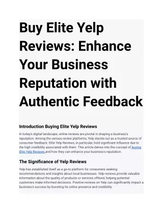 Buy Elite Yelp Reviews_ Enhance Your Business Reputation with Authentic Feedback