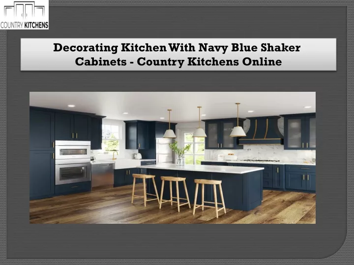 decorating kitchen with navy blue shaker cabinets