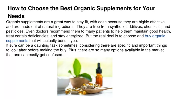 how to choose the best organic supplements for your needs