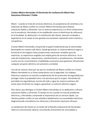 Cristian Albeiro Hernandez: Su Electricista de Confianza para Soluciones Confiab