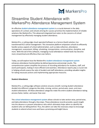 Streamline Student Attendance with MarkersPro Attendance Management System