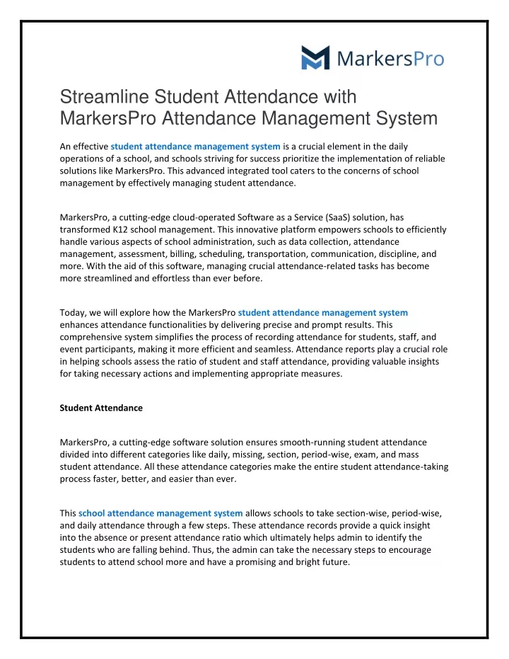 streamline student attendance with markerspro