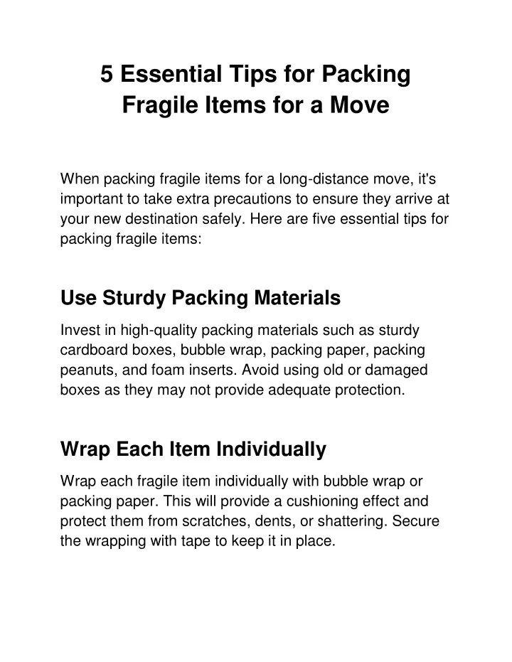 5 essential tips for packing fragile items
