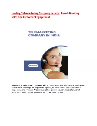 Leading Telemarketing Company in India