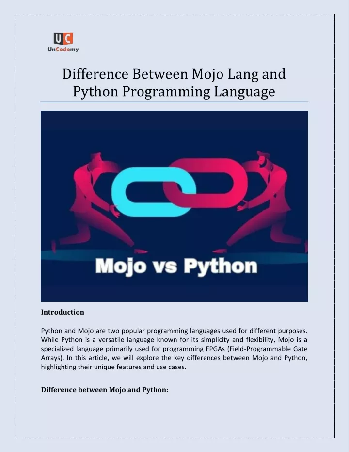 difference between mojo lang and python