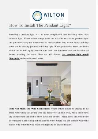 How To Install The Pendant Light