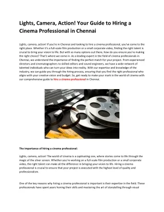 Hire a cinema professional | Casting network - LetsFAME