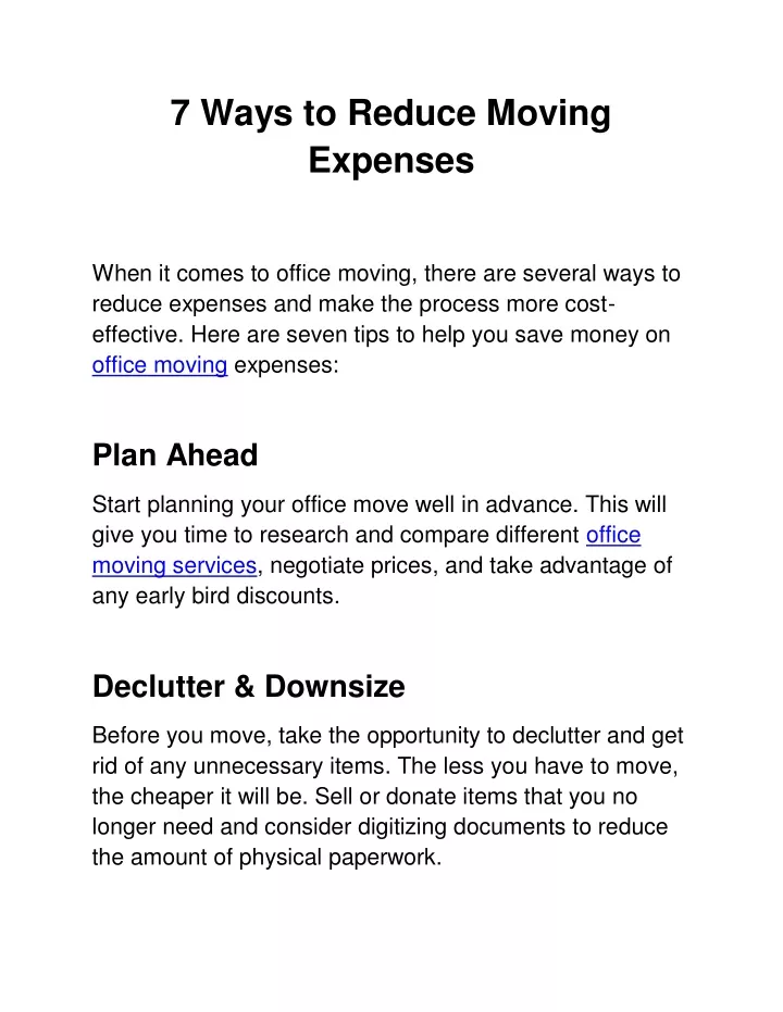 7 ways to reduce moving expenses