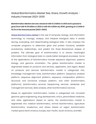 global bioinformatics market size share growth