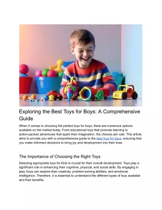 Exploring the Best Toys for Boys_ A Comprehensive Guide