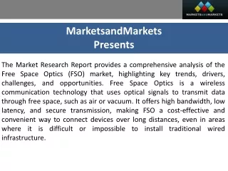 Elevating Wireless Connectivity: Free Space Optics (FSO) Market Analysis