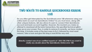two ways to handle quickbooks error 108
