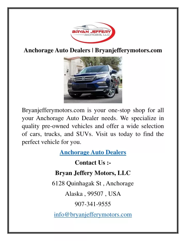 anchorage auto dealers bryanjefferymotors com