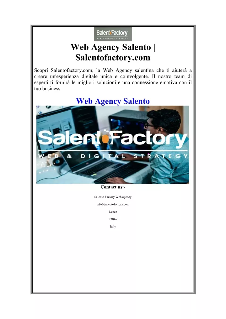 web agency salento salentofactory com