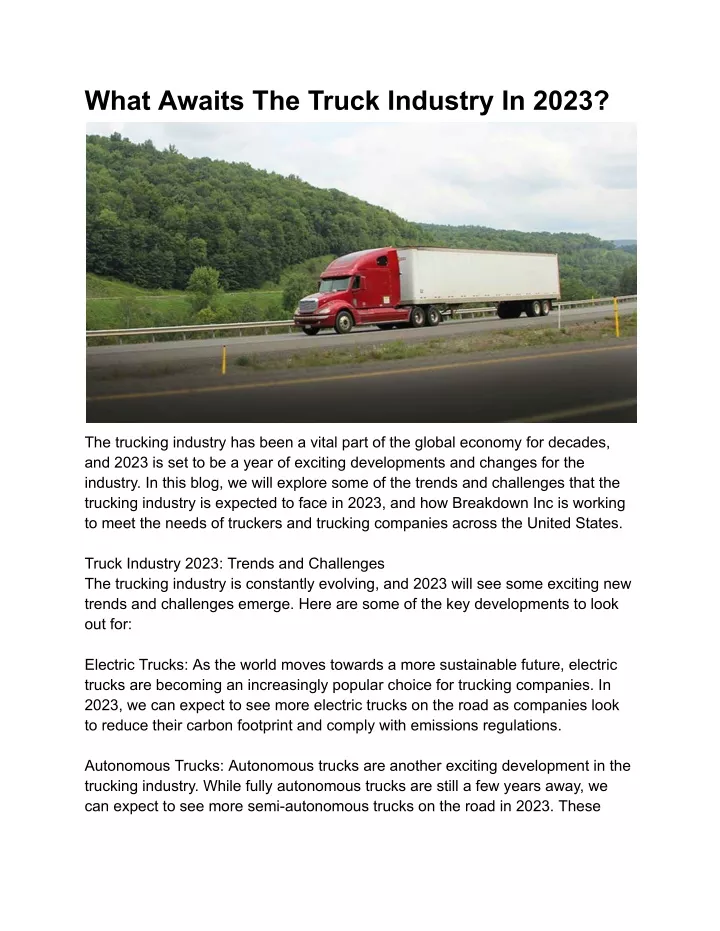 what awaits the truck industry in 2023