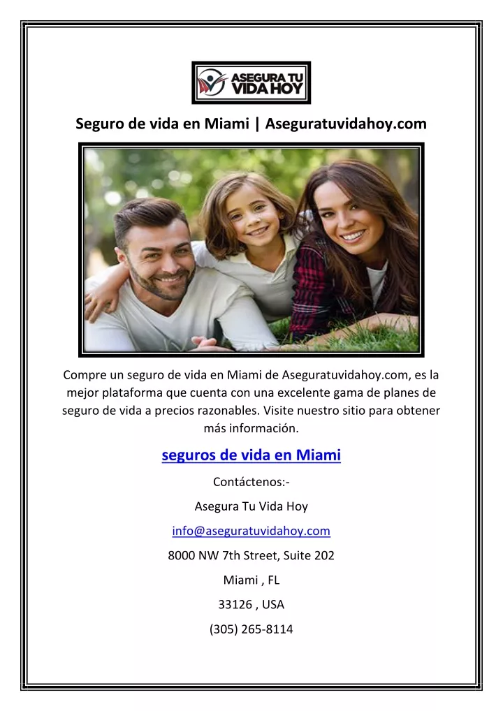 seguro de vida en miami aseguratuvidahoy com