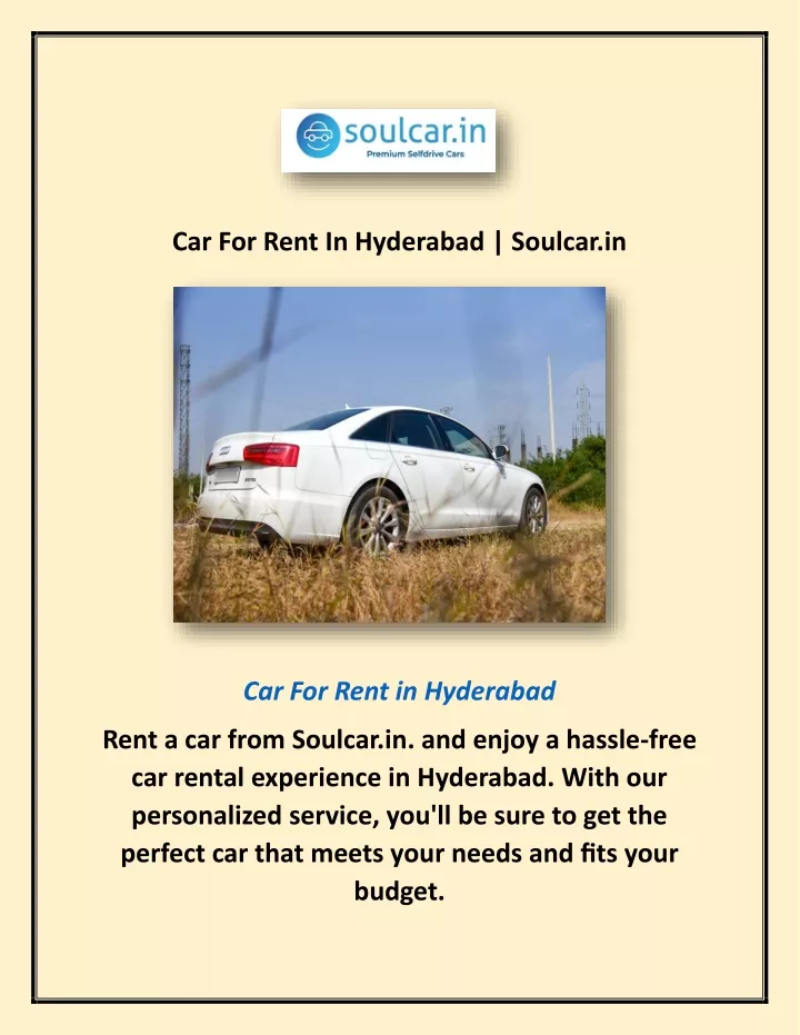 car for rent in hyderabad soulcar in