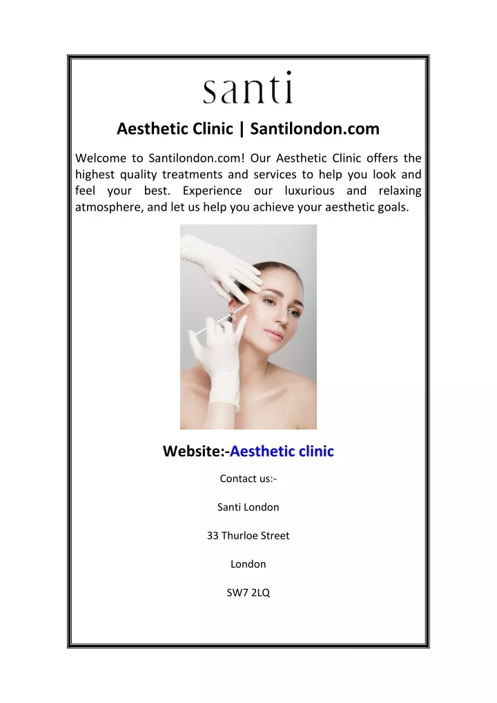 aesthetic clinic santilondon com