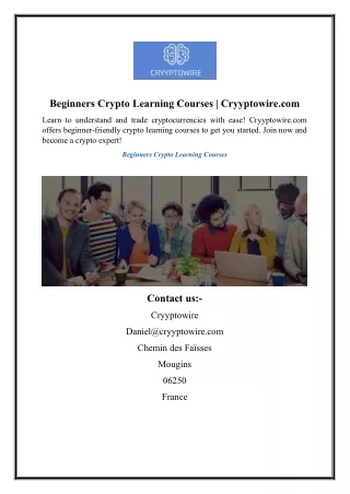 Beginners Crypto Learning Courses Cryyptowire