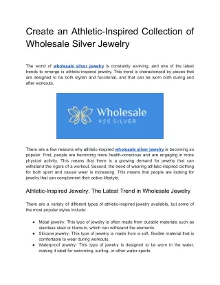 Create an Athletic-Inspired Collection of Wholesale Silver Jewelry