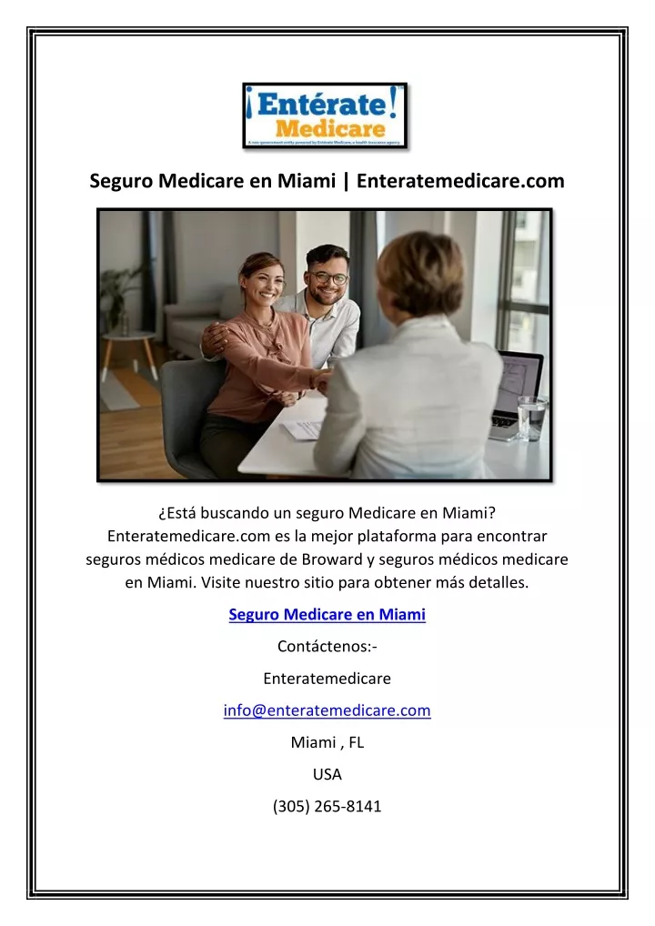 seguro medicare en miami enteratemedicare com