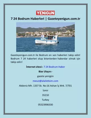 7 24 Bodrum Haberleri  Gazeteyenigun.com.tr